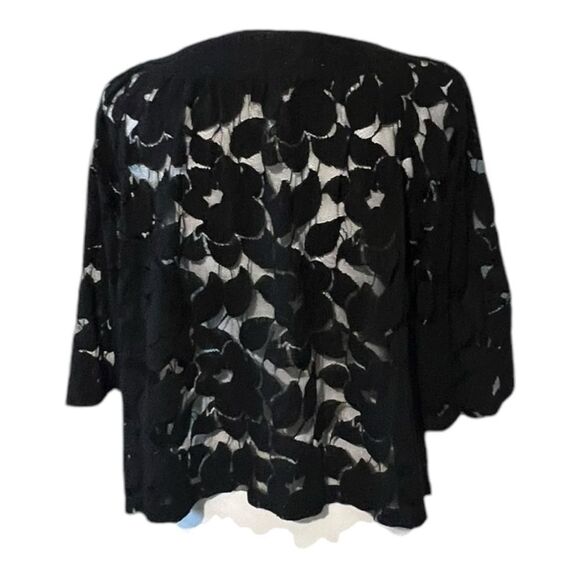 Bay Studio Plus Jacket Plus 2X Black Lace 1 Button Cropped Cardigan Bolero Cardi - Picture 5 of 7